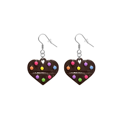 Cosmic Brownie Heart Dangle Earrings - 18 Gauge
