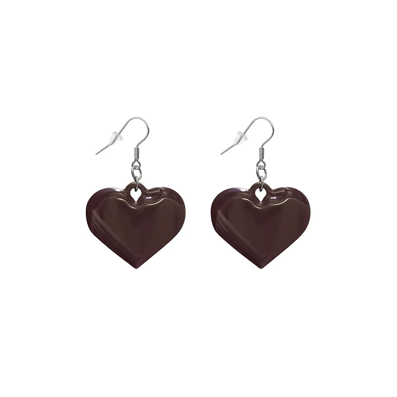 Cosmic Brownie Heart Dangle Earrings - 18 Gauge