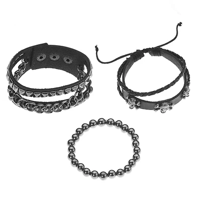 Multi-Pack Layered Punk Bracelets - 3 Pack