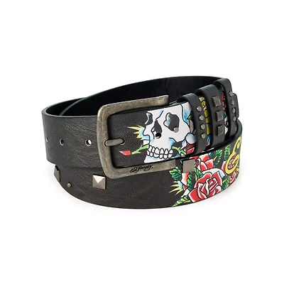 Ed Hardy Rose Skull Belt