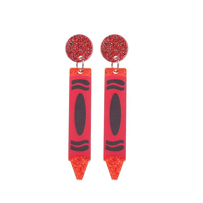 Red Crayon Dangle Earrings
