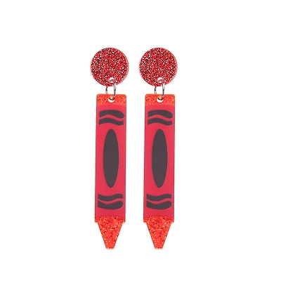 Red Crayon Dangle Earrings