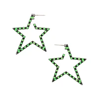 Black and Green Star Hoop Earrings