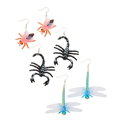 Multi-Pack Scorpion and Moth Dangle Earrings - 3 Pair