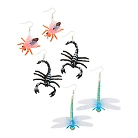 Multi-Pack Scorpion and Moth Dangle Earrings - 3 Pair