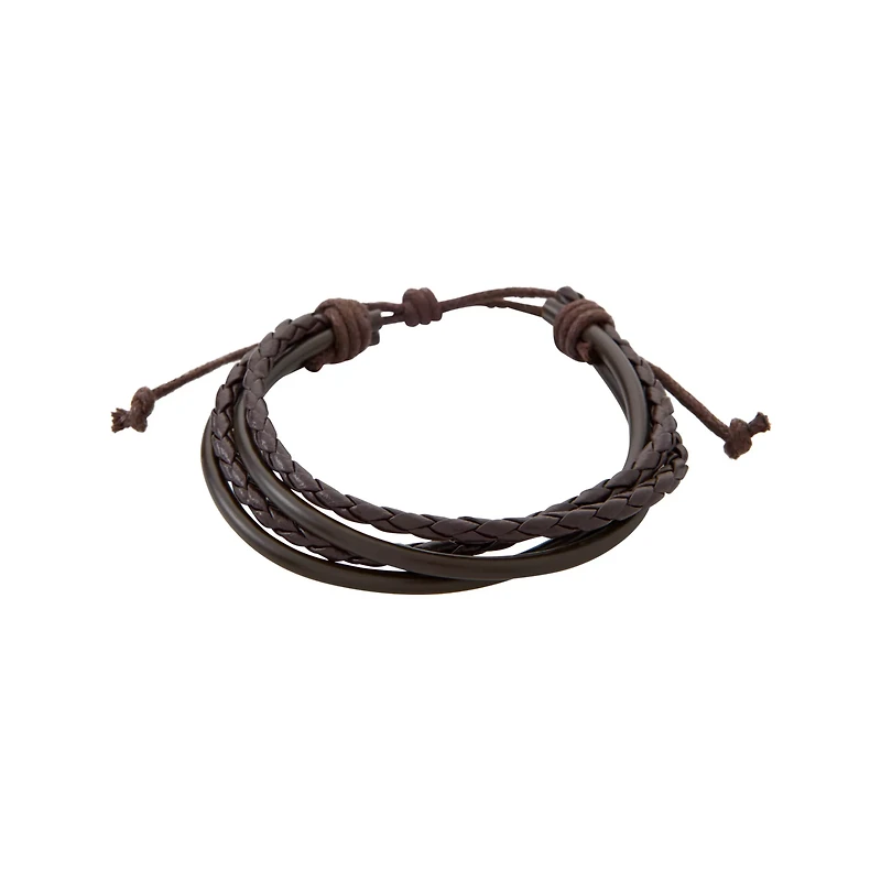 Multi-Pack Beaded and Braided Cord Faux Leather Bracelets - 4 Pack