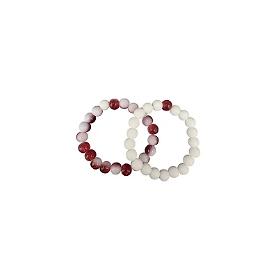 Multi-Pack Red and White Long Distance Bracelets - 2 Pack