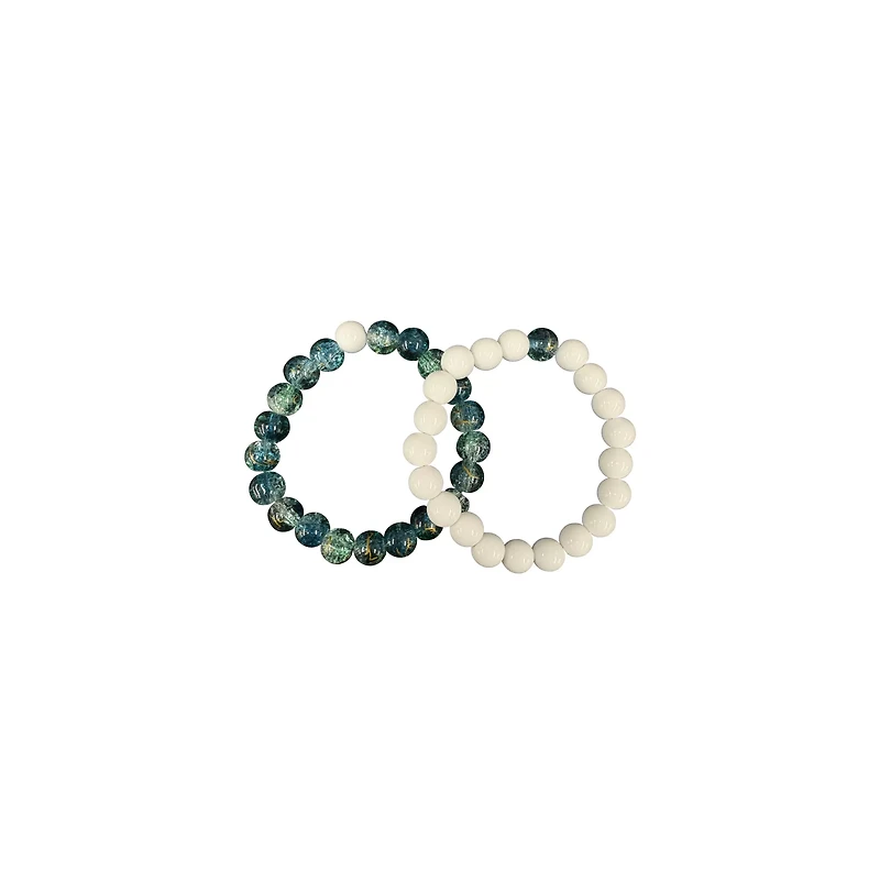 Multi-Pack White and Green Long Distance Bracelets - 2 Pack