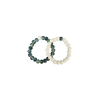 Multi-Pack White and Green Long Distance Bracelets - 2 Pack