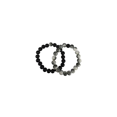 Multi-Pack Black and Gray Marble Long Distance Bracelets - 2 Pack