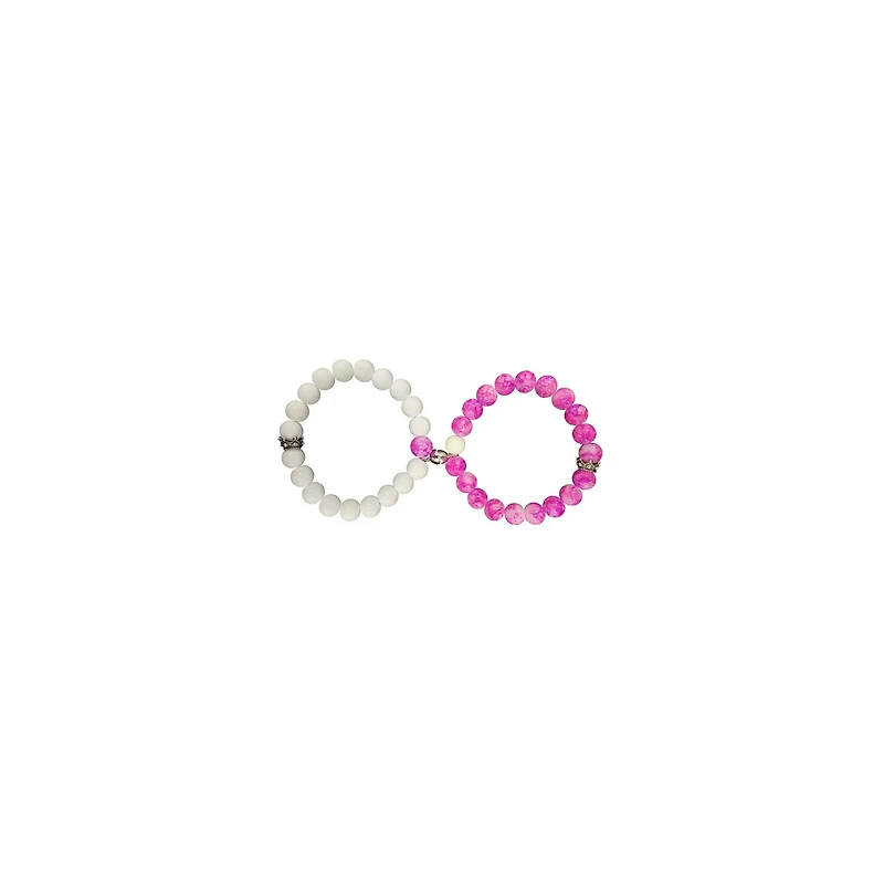 Multi-Pack Pink and White Long Distance Bracelets - 2 Pack