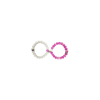Multi-Pack Pink and White Long Distance Bracelets - 2 Pack