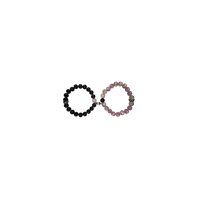 Multi-Pack Black and Purple Long Distance Bracelets - 2 Pack