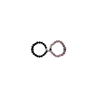 Black and Purple Long Distance Beaded Bracelets - 2 Pack