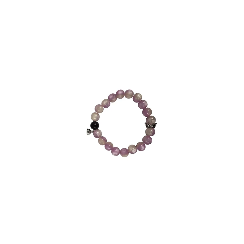 Black and Purple Long Distance Beaded Bracelets - 2 Pack