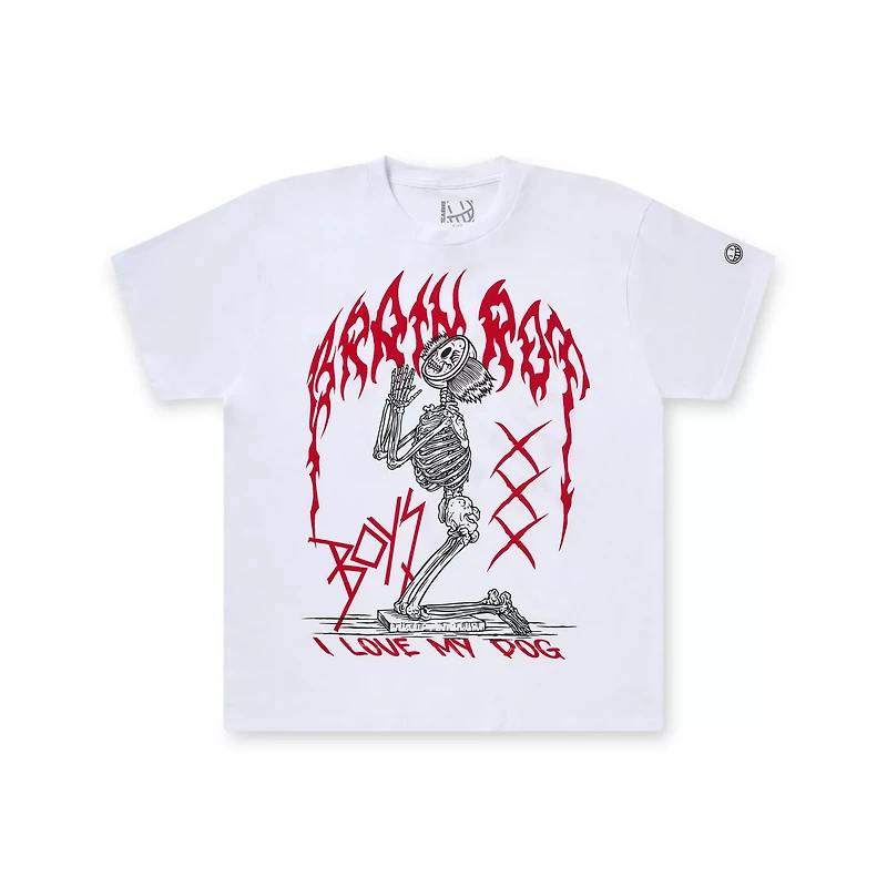 The Boys I Love My Dog Praying Skeleton T Shirt