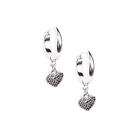 Cunt Heart Dangle Hinge Hoop Earrings - 18 Gauge