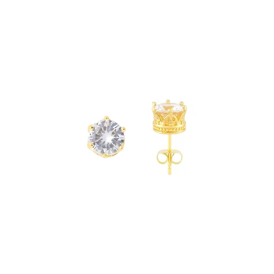 14K Gold Plated CZ Stud Earrings - 20 Gauge