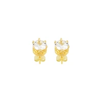 14K Gold Plated CZ Stud Earrings - 20 Gauge