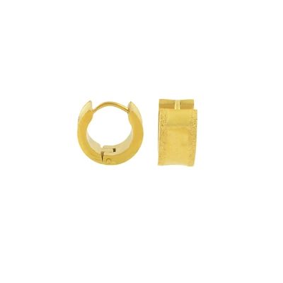 Goldtone Sandblasted Huggie Hoops - 18 Gauge