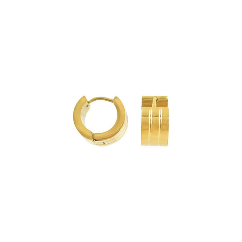 Goldtone Striped Huggie Hoops - 18 Gauge