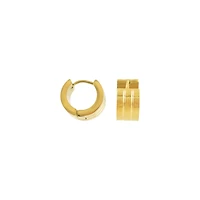 Goldtone Striped Huggie Hoops - 18 Gauge