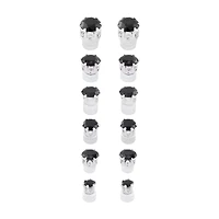 Multi-Pack Round Black CZ Magnetic Fake Stud Earrings - 6 Pair