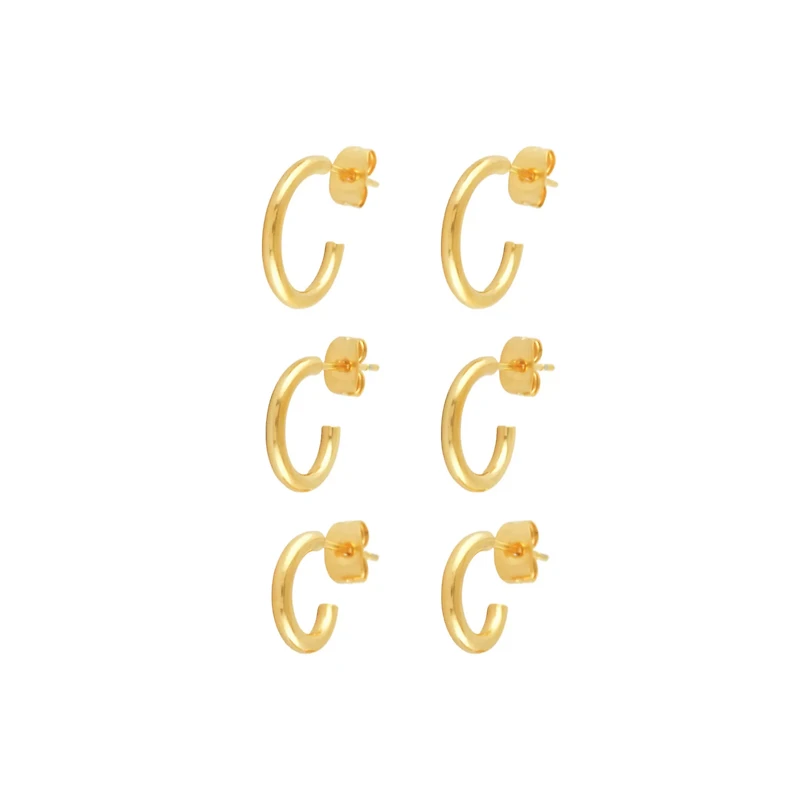 Multi-Pack Goldtone Basic Hoop Earrings 3 Pair - 18 Gauge