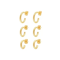 Multi-Pack Goldtone Basic Hoop Earrings 3 Pair - 18 Gauge