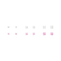 Multi-Pack Clear CZ Silver-Plated Stud Earrings 6 Pair