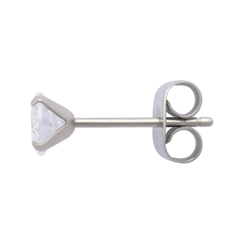 Multi-Pack Clear CZ Silver-Plated Stud Earrings 6 Pair