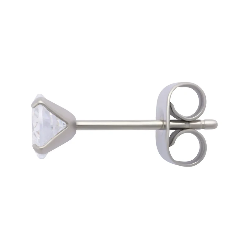 Multi-Pack Clear CZ Silver-Plated Stud Earrings 6 Pair - 20 Gauge