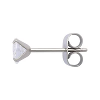 Multi-Pack Clear CZ Silver-Plated Stud Earrings 6 Pair - 20 Gauge