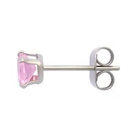 Multi-Pack Pink CZ Heart Silver-Plated Stud Earrings 3 Pair - 20 Gauge