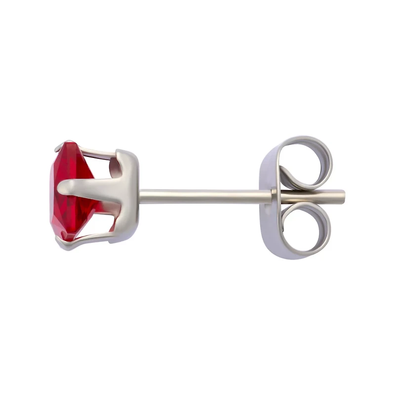 Multi-Pack Red CZ Square Stud Earrings 3 Pairs - 20 Gauge