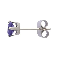 Multi-Pack Purple CZ Square Silver-Plated Stud Earrings 3 Pair - 20 Gauge