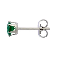 Multi-Pack Green CZ Silver-Plated Stud Earrings 3 Pair - 20 Gauge