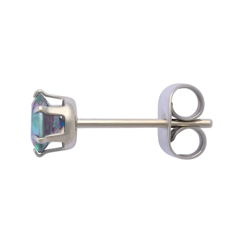 Multi-Pack Vitrail CZ Silver-Plated Stud Earrings 3 Pair - 20 Gauge