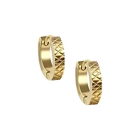 Goldtone X Pattern Huggie Hoop Earrings