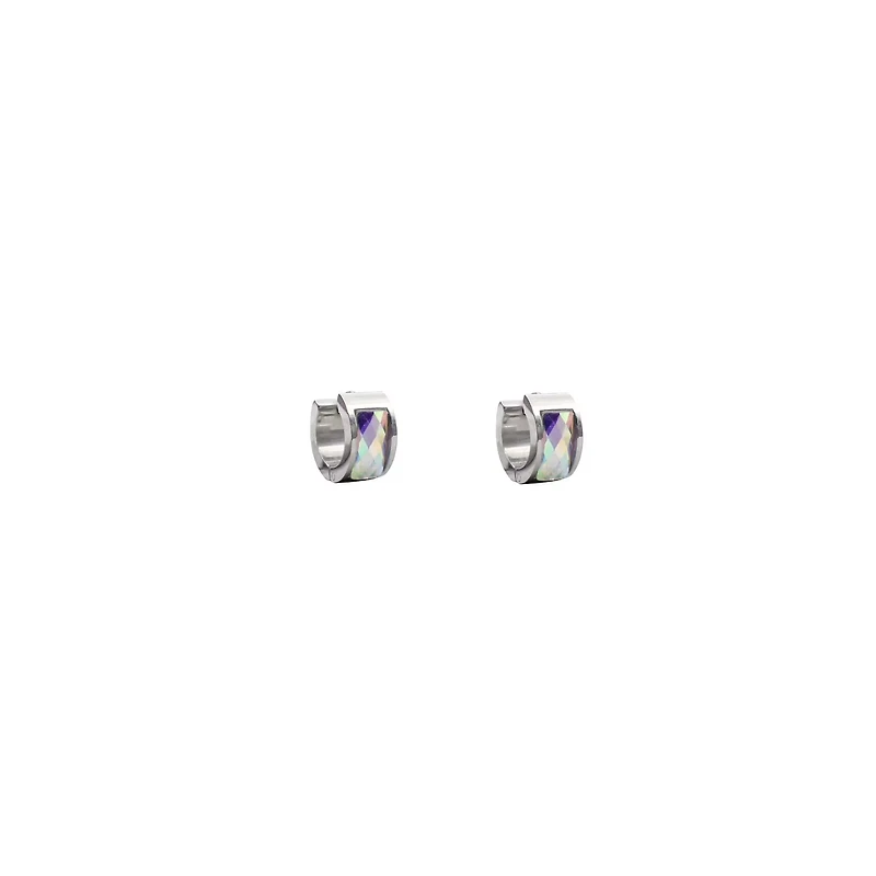 Iridescent Gem Huggie Hoops - 18 Gauge