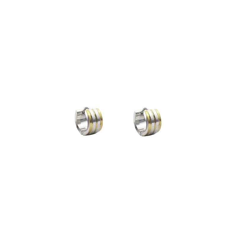 Striped Mixed Metal Huggie Hoops - 18 Gauge