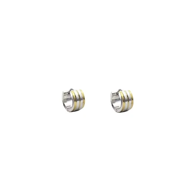 Striped Mixed Metal Huggie Hoops - 18 Gauge