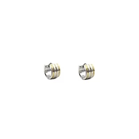 Striped Mixed Metal Huggie Hoops - 18 Gauge