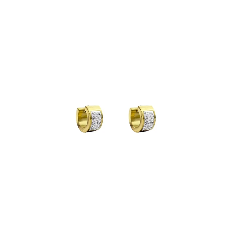 Mixed Metal Gem Huggie Hoops - 18 Gauge