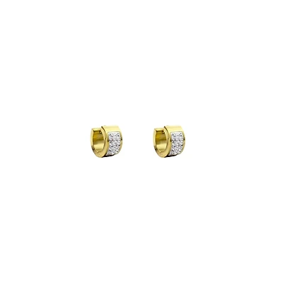 Mixed Metal Gem Huggie Hoops - 18 Gauge