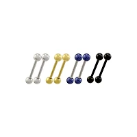 Multi-Pack Silvertone Goldtone Blue and Black Barbells 8 Pack - 14 Gauge