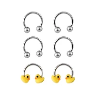 Multi-Pack Rubber Duck Horseshoe Rings 3 Pair - 16 Gauge