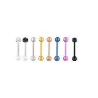 Multi-Pack Silvertone Goldtone Multi-Color and Black Barbells 8 Pack - 14 Gauge