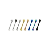 Multi-Pack Silvertone Goldtone Multi-Color and Black Barbells 8 Pack - 14 Gauge