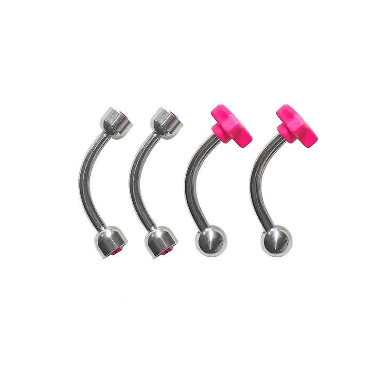 Multi-Pack Pink CZ Star Curved Barbells 4 Pack - 16 Gauge